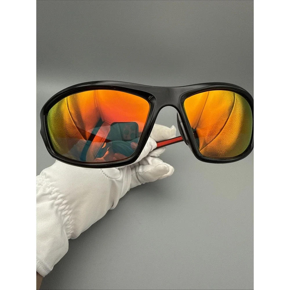 Faguma F120 AUTHENTIC BLACK/RED Polarized Wrap Sunglasses 100% UV Protection NWT